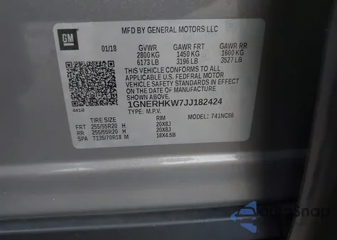 2018 Chevrolet Traverse 3Lt from USA, damaged, VIN 1GNERHKW7JJ182424